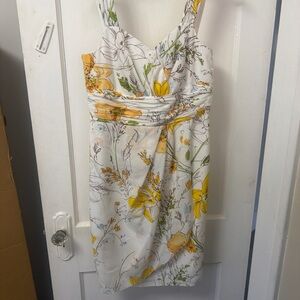 Alex Marie Yellow and White Floral Midi Dress size 8